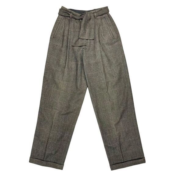 Vintage Ralph Lauren x Henri Bendel Pants Womens Sz 8 Plaid Wool Belted Trousers
